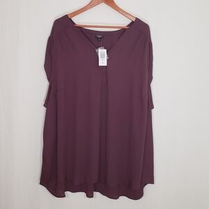 Torrid Harper Georgette Ruched Short Sleeve Blouse Size 6 New!